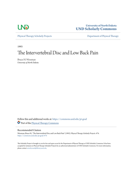 The Intervertebral Disc and Low Back Pain