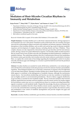 Mediators of Host–Microbe Circadian Rhythms in Immunity and Metabolism