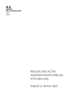 Recueil Des Actes Administratifs Spécial N°21-2021-045