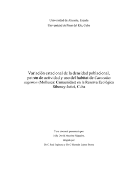 Variación Estacional De La Densidad Poblacional, Patrón De Actividad Y