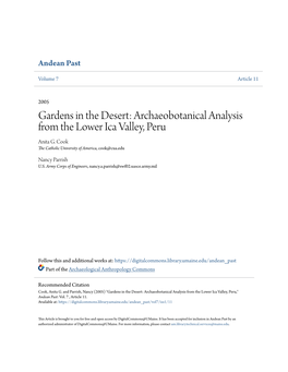 Archaeobotanical Analysis from the Lower Ica Valley, Peru Anita G