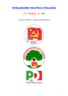 Evoluzione Politica Italiana Dal P.C.I. Al Pd