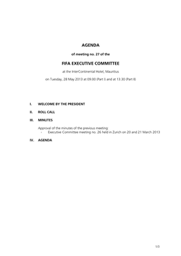 Agenda Fifa Executive Committee