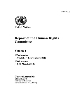 Report of the Human Rights Committee