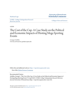 The Cost of the Cup: a Case Study on the Political and Economic Impacts