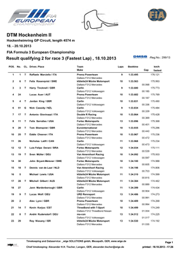 DTM Hockenheim II Hockenheimring GP Circuit, Length 4574 M 18