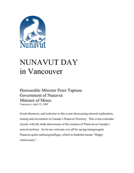 NUNAVUT DAY in Vancouver
