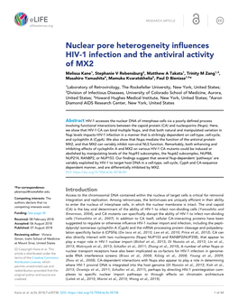 Nuclear Pore Heterogeneity Influences HIV-1 Infection and the Antiviral