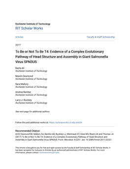 To Be Or Not to Be T4: Evidence of a Complex Evolutionary Pathway of Head Structure and Assembly in Giant Salmonella Virus SPN3US