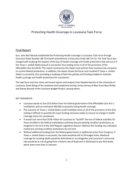 Protecting Health Coverage in Louisiana Task Force Final Report