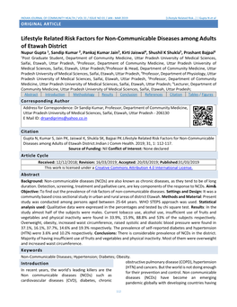 Lifestyle Related Risk Factors for Non-Communicable Diseases