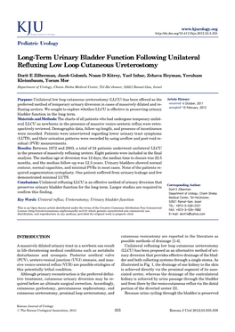 Long-Term Urinary Bladder Function Following Unilateral Refluxing Low Loop Cutaneous Ureterostomy