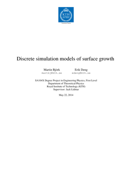 Discrete Simulation Models of Surface Growth