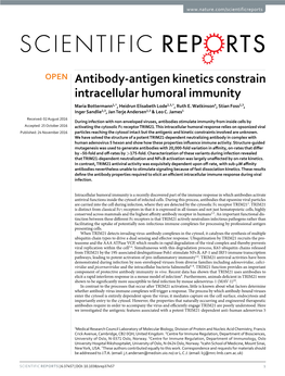 Antibody-Antigen Kinetics Constrain Intracellular Humoral Immunity Maria Bottermann1,*, Heidrun Elisabeth Lode2,3,*, Ruth E