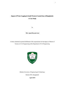 Impact of Water Logging in South Western Coastal Zone of Bangladesh: a Case Study