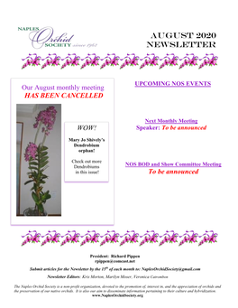 August 2020 Newsletter