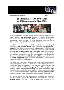The Nation's Health TV Season at BFI Southbank in May 2011