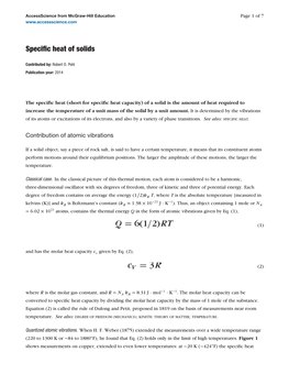 Specific Heat of Solids