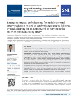 Emergent Surgical Embolectomy for Middle Cerebral Artery Occlusion