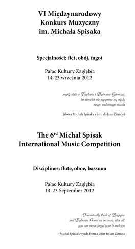 VI Międzynarodowy Konkurs Muzyczny Im. Michała Spisaka The