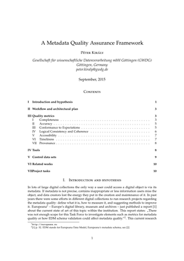 A Metadata Quality Assurance Framework