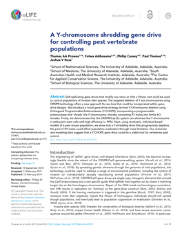 A Y-Chromosome Shredding Gene Drive for Controlling Pest Vertebrate