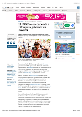 El PSOE Se Encomienda a Bildu Para Gobernar En Navarra | España 2/2/20 17�01