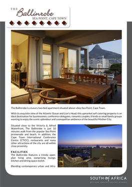 The Ballinrobe Is a Luxury Two-Bed Apartment Situated Above Vibey Sea Point, Cape Town