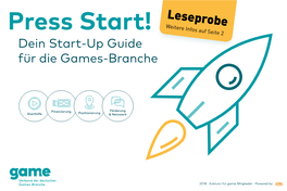 Weitere Infos Auf Seite 2 Dein Start-Up Guide Für Die Games-Branche