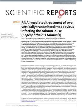 Lepeophtheirus Salmonis) Published: Xx Xx Xxxx Aina-Cathrine Øvergård, Lars Are Hamre, Heidi Kongshaug & Frank Nilsen