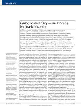 Genomic Instability — an Evolving Hallmark of Cancer