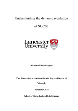 Understanding the Dynamic Regulation of SOCS3 – Nikoletta Kalenderoglou – November 2019