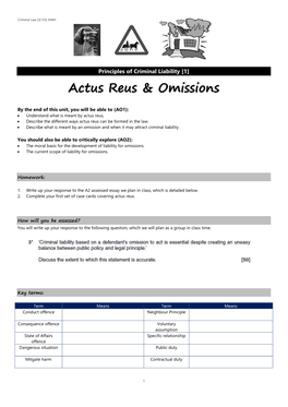 Actus Reus & Omissions