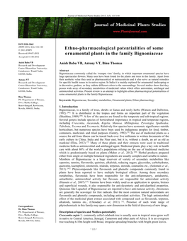 Ethno-Pharmacological Potentialities of Some Ornamental Plants in The