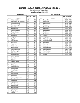 Bus Route 2021-22
