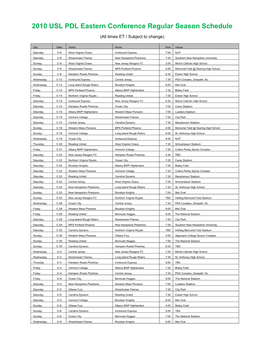 2010 USL PDL Eastern Conference Regular Season Schedule