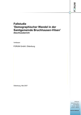 Demographischer Wandel in Der Samtgemeinde Bruchhausen-Vilsen’ Abschlussbericht