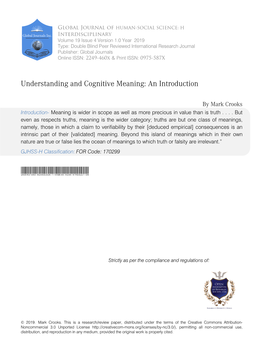 Understanding and Cognitive Meaning: an Introduction