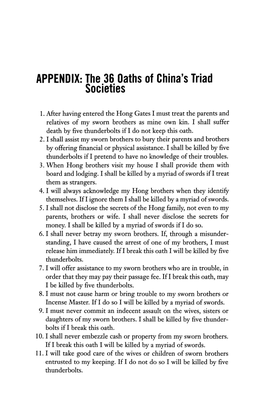 APPENDIX: the 36 Oaths of China's Triad Societies