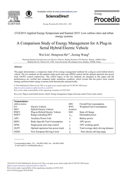 A Comparison Study of Energy Management for a Plug-In Serial Hybrid Electric Vehicle