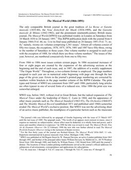 The Musical World (1866-1891) Copyright © 2006 RIPM Consortium Ltd Répertoire International De La Presse Musicale ( the Musical World (1866-1891)