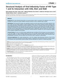 Structural Analysis of Viral Infectivity Factor of HIV Type 1 and Its Interaction with A3G, Eloc and Elob