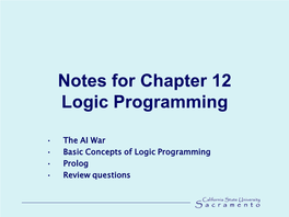 Notes for Chapter 12 Logic Programming