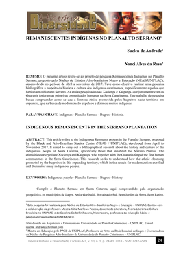 Remanescentes Indígenas No Planalto Serrano1