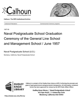 Naval Postgraduate School Graduation Ceremony of the General Line School and Management School / June 1957