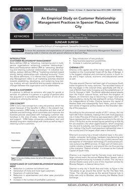 An Empirical Study on Customer Relationship Management Practices in Spencer Plaza, Chennai City