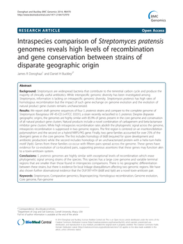 Intraspecies Comparison of Streptomyces Pratensis Genomes