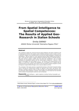 From Spatial Intelligence to Spatial Competences: the Results Of…