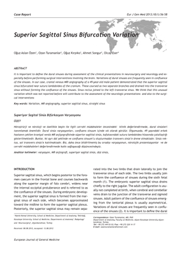 Superior Sagittal Sinus Bifurcation Variation