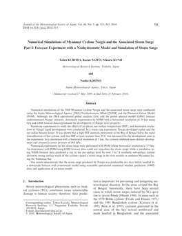 Numerical Simulations of Myanmar Cyclone Nargis and the Associated Storm Surge Part I: Forecast Experiment with a Nonhydrostatic Model and Simulation of Storm Surge